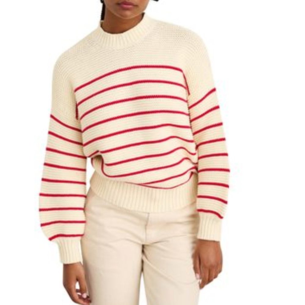 Alex Mill Button Back Sweater (Red/Ivory)